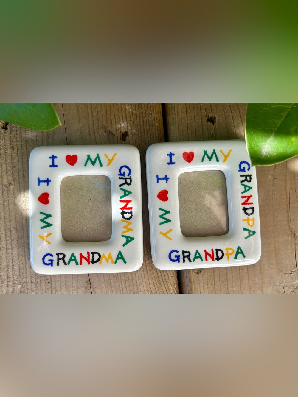 Two Adorable Miniature Y2K Magnetic Picture Frames “I ❤️ My Grandma/ Grandpa”
